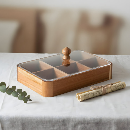 Wooden Six-Section Serving Platter